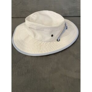 Wallaroo Hat Company Girls Explorer Sun Hat White and Light Blue Adjustable